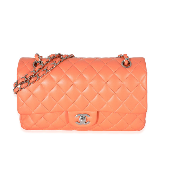 Chanel Orange Quilted Lambskin Medium Classic Double Flap Bag - Picture 1 of 7